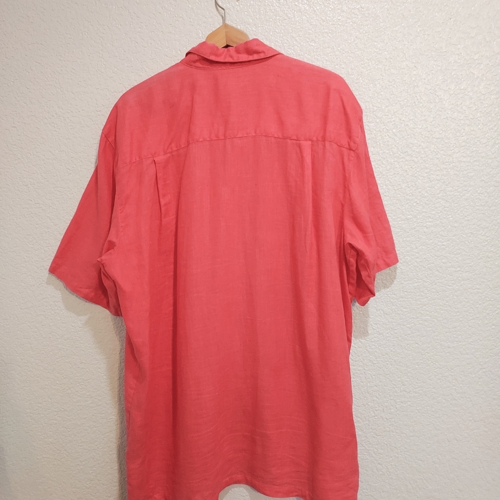Luau 100% Linen Coral Red Hawaii Aloha Shirt Size XL - Picture 5 of 9